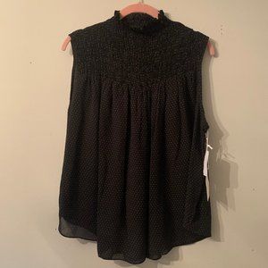 Frame Black and White Polka Dot Smocked Tank